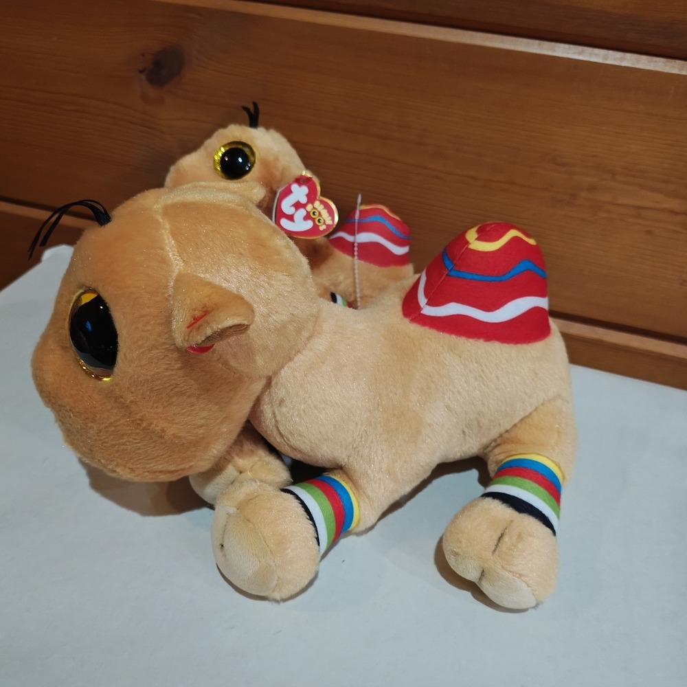 Set of 2 Ty Beanie Babies 12" & 8" JAMAL‎ the Camel Plush Heart Tags VelveTy - Picture 3 of 6